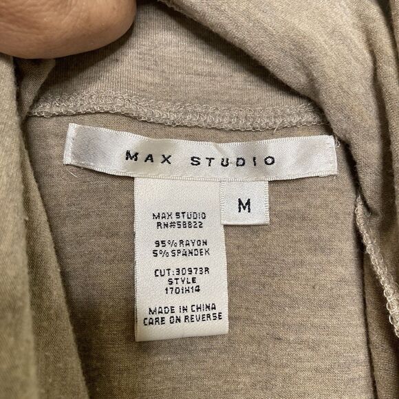 Max Studio Heather Mocha Cream Stretch Pleated Skirt Size Medium Stretchy Flowy - Picture 10 of 10